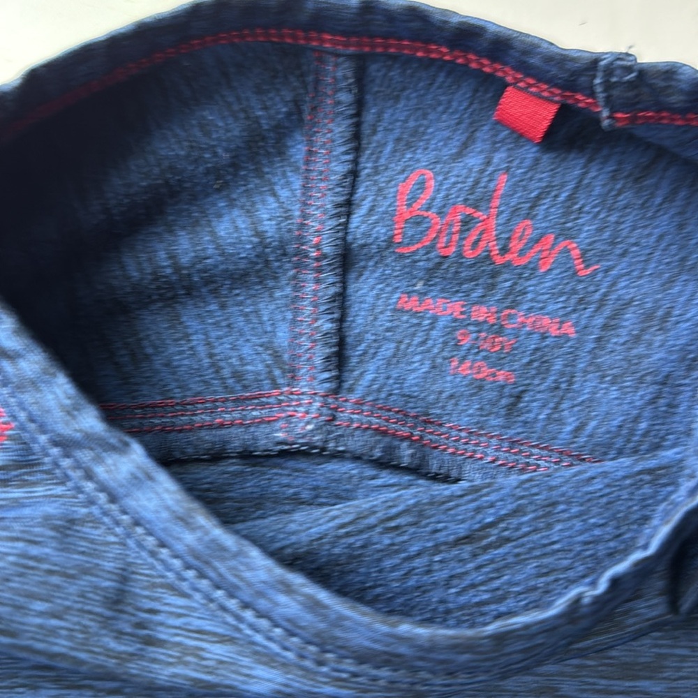 Boden Navy Long Sleeve Kids Tee with Red Accents - Picture 2 of 2